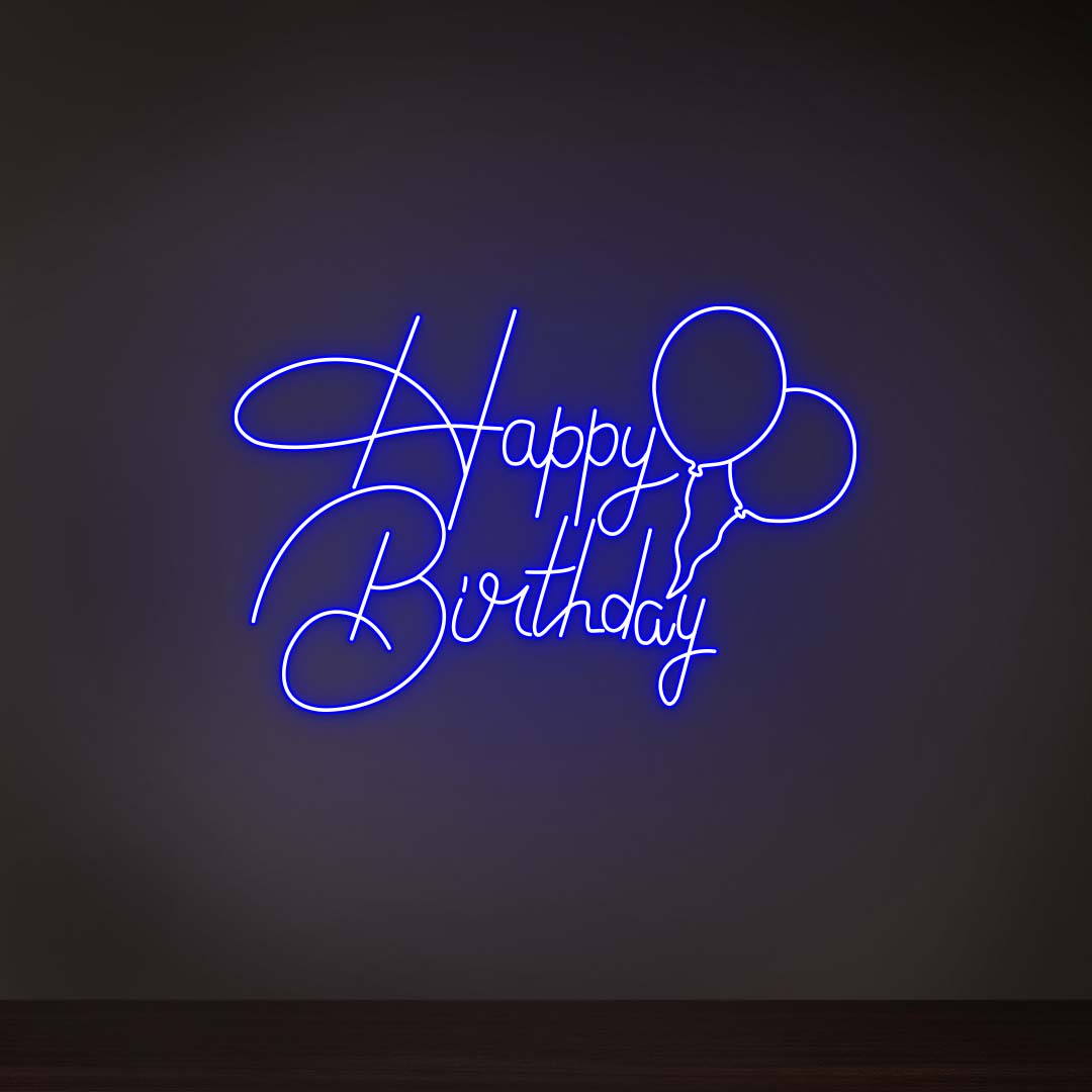 Happy Birthday With Balloons Neon Sign - CNUS000190 - Blue